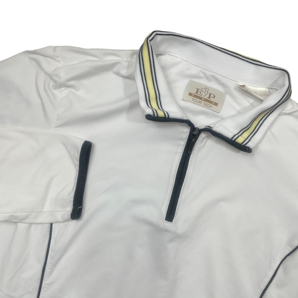 EP New York Medium Pro‎ TourTech White Long Sleeve 1/4 Zip Polo